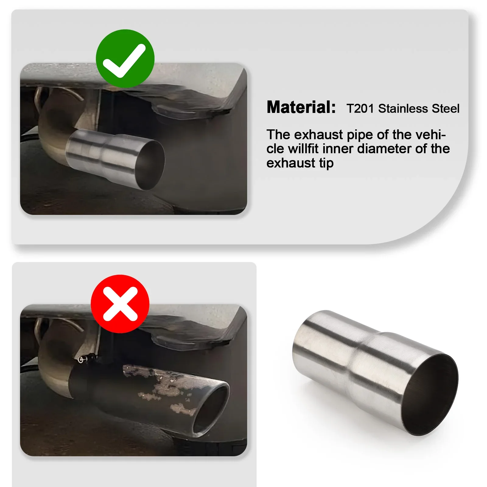 Stainless Steel 5-Step Exhaust Reducer Connector Pipe Tube