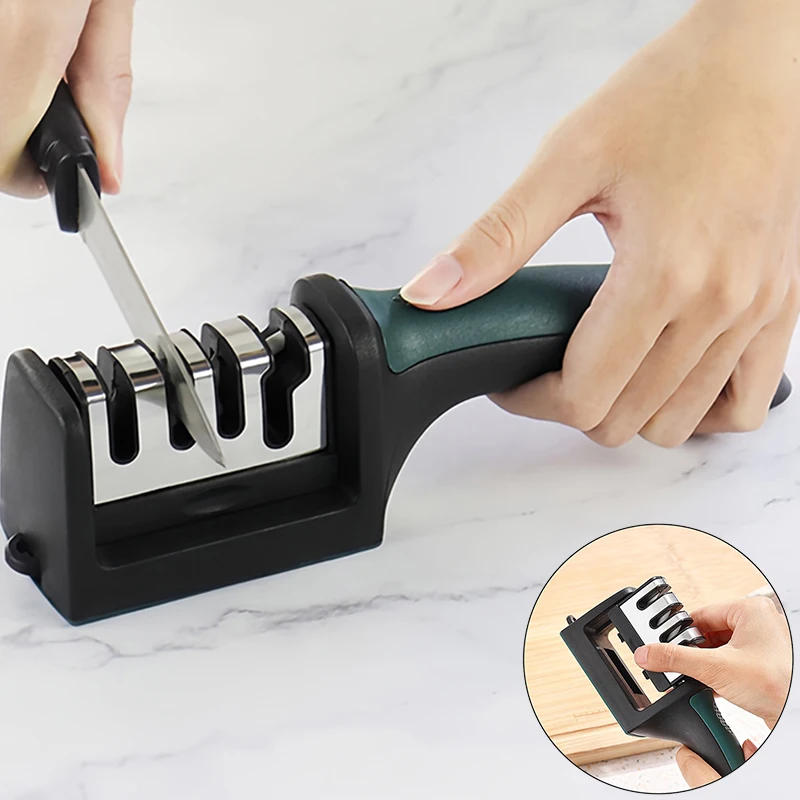 1Pc Tungsten Steel Four-stage Whetstone Household Kitchen Knife Stainless Steel Sharpening Rod Multi-function Sharpening