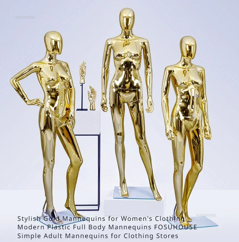 Modern Gold Mannequins for Women's Clothing Stylish Plastic Full Body Mannequins Simple Adult Mannequins for Clothing Stores L