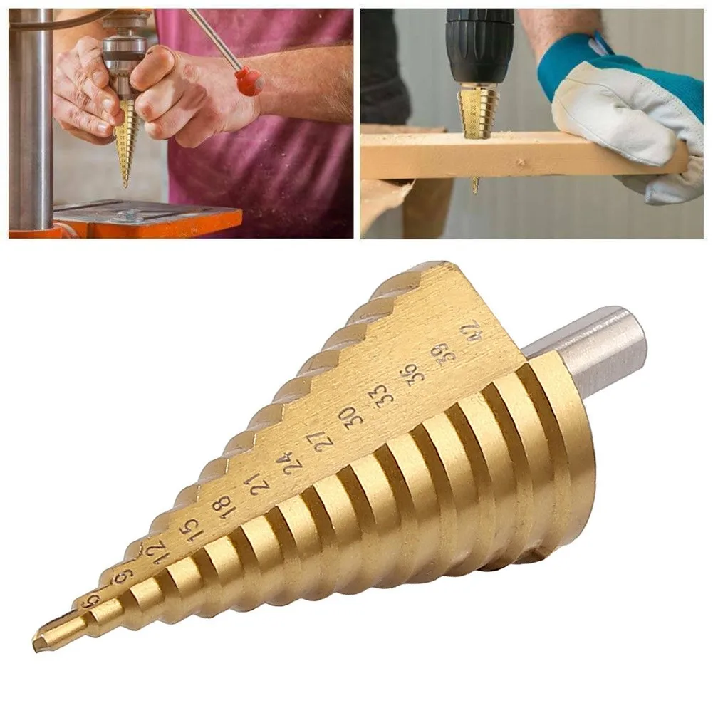 1pc Step Drill Bit 99mm Length 9.5mm Handle HSS 4241 For Drilling Steel Brass Wood Drilling Power Tools Hole Cutter Step Cone