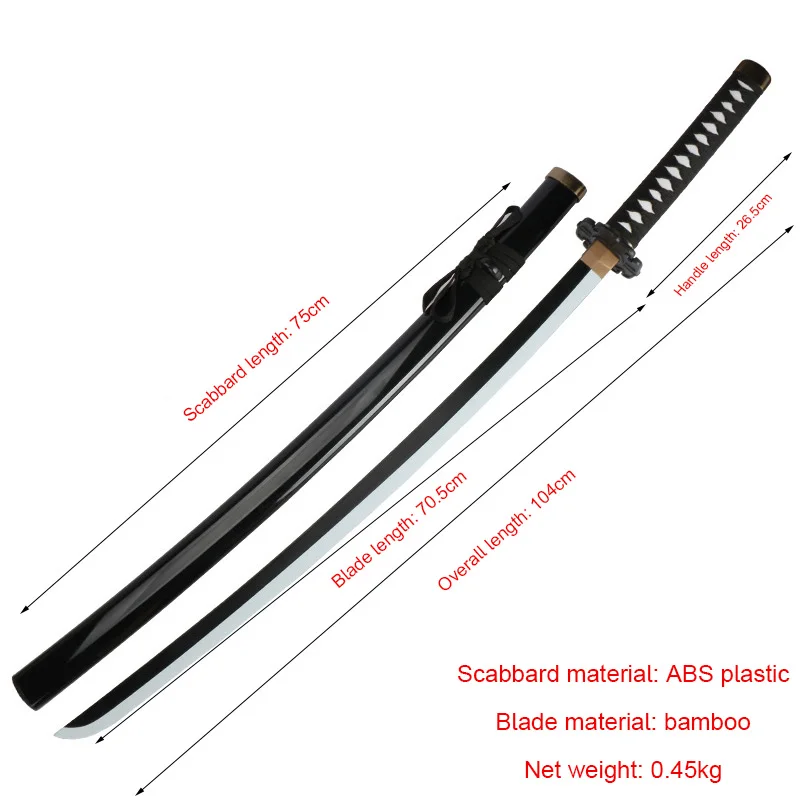 Online Game Fate Katana 104cm Okita Souji Cosplay Toy Sword Black White Blade 1:1 Original Pattern 3