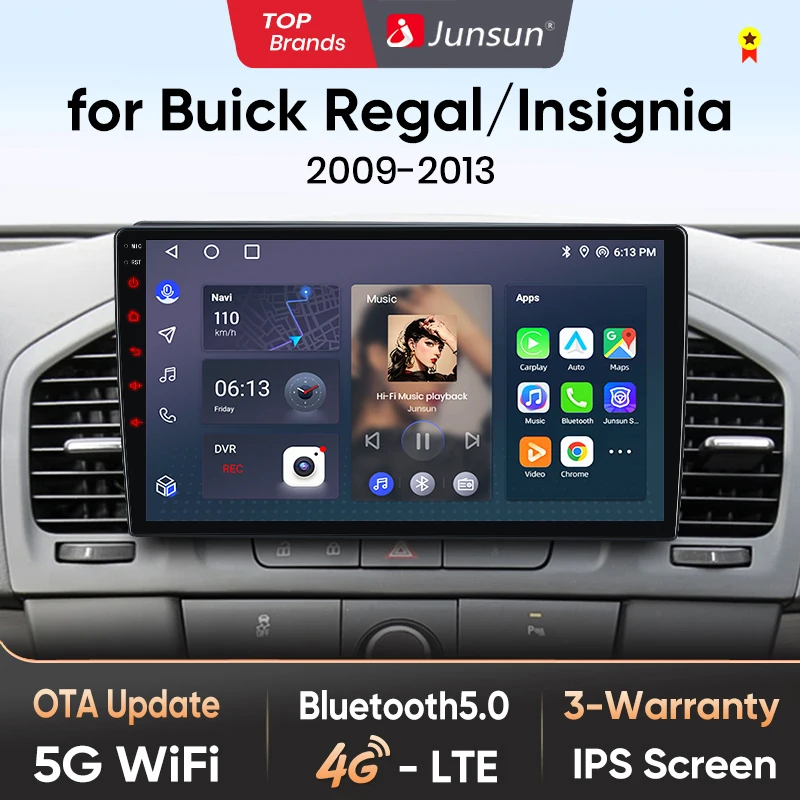 Junsun AI 4G LTE Wireless CarPlay Android Auto Autoradio für Buick Regal Opel Insignia 2009 2010-2013 GPS Navi BT DSP RDS FM