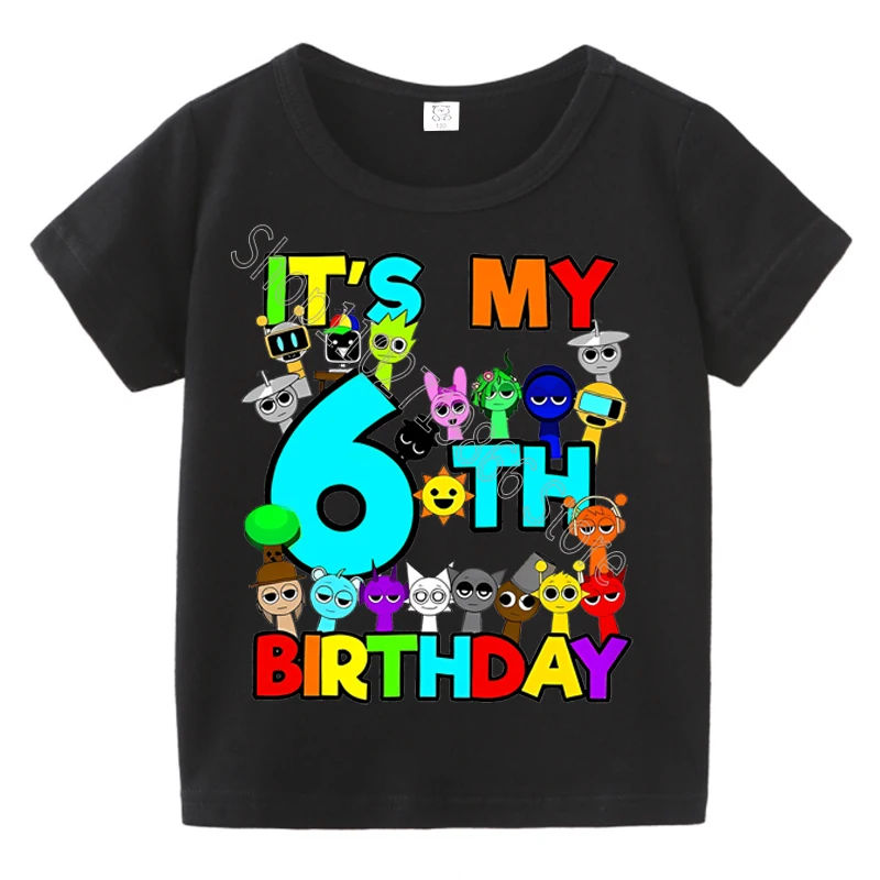 الصيف قصيرة الأكمام Sprunki Incredibox طباعة الأطفال تي شيرت الاطفال ملابس الفتيان الفتيات القطن تيز القمم هدايا حفلة عيد ميلاد