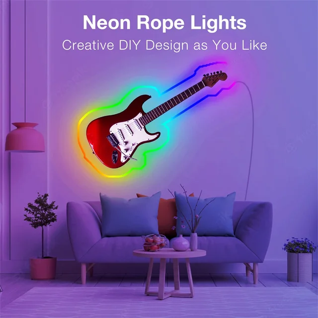 La luce al Neon a LED 1-10M 12-24V ha condotto le luci RGB per la striscia  di illuminazione impermeabile del bagno della stanza può cambiare la  decorazione della stanza da gioco di