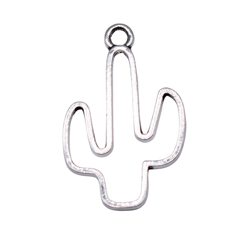 

10pcs/lot 25x17mm Hollow Cactus Charms For Jewelry Making Antique Silver Color 0.98x0.67inch