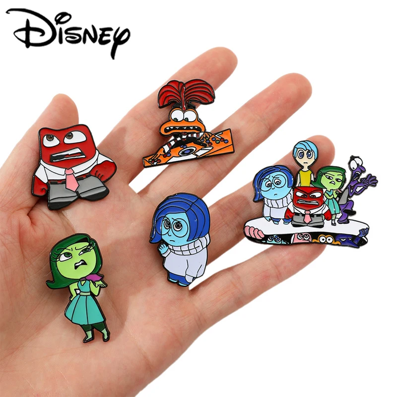 

Disney Inside Out Creative Metal Bracelet Cute Cartoon Anxiety Joy Angel Sadness Oil Dropping Alloy Emblem Pin Accessories Gifts