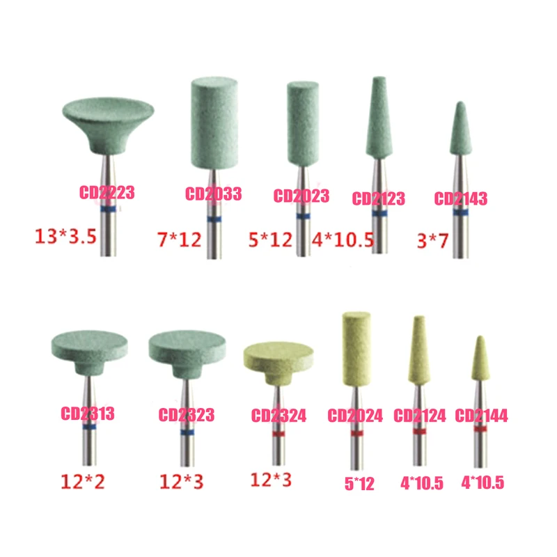 thumbnail image 2 of 1pc Rubber Diamond Polishing Bur For Dental Labs - Grinds Zirconia & Porcelain Workpieces 2 of 12