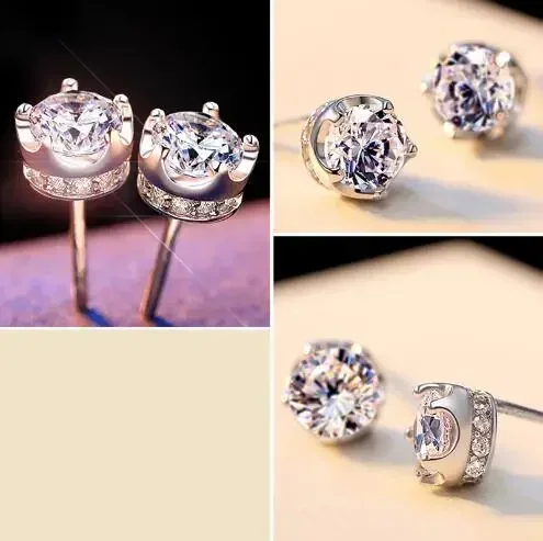 Heiße Verkäufe 925 Sterling Silber Lila Amethyst Ohrstecker Für Frauen Klassische Echte Krone Kristall Hochzeit Designer Schmuck – Detail 3