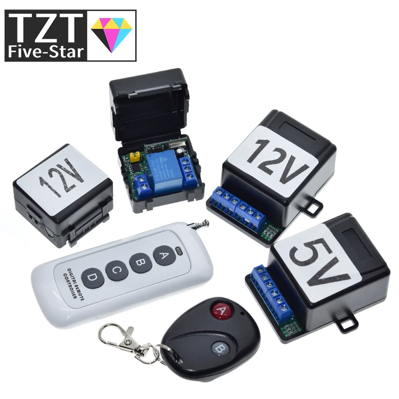 433M Universal Wireless Remote Control Switch Electric Access Control DC 5V 12V 1 Way 2 Way