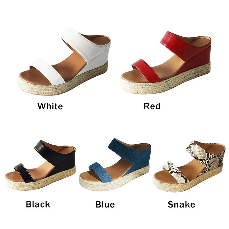 Women Sandals Customizable Women Summer Solid Thick Bottom Flat Sandals Snake Print women sandals women shoes