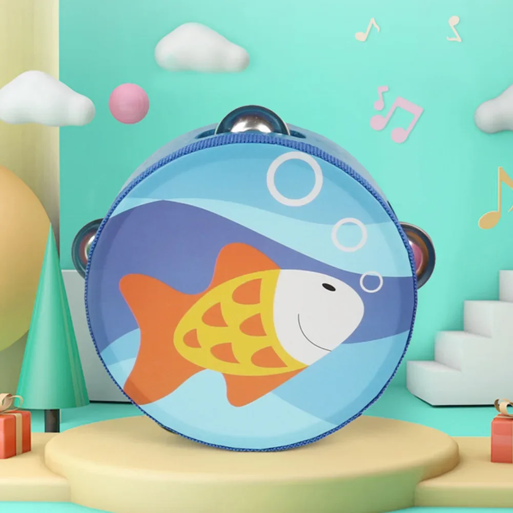 Tambourine Polyester Portable Wood 6 Inch Baby Gifts Cartoon