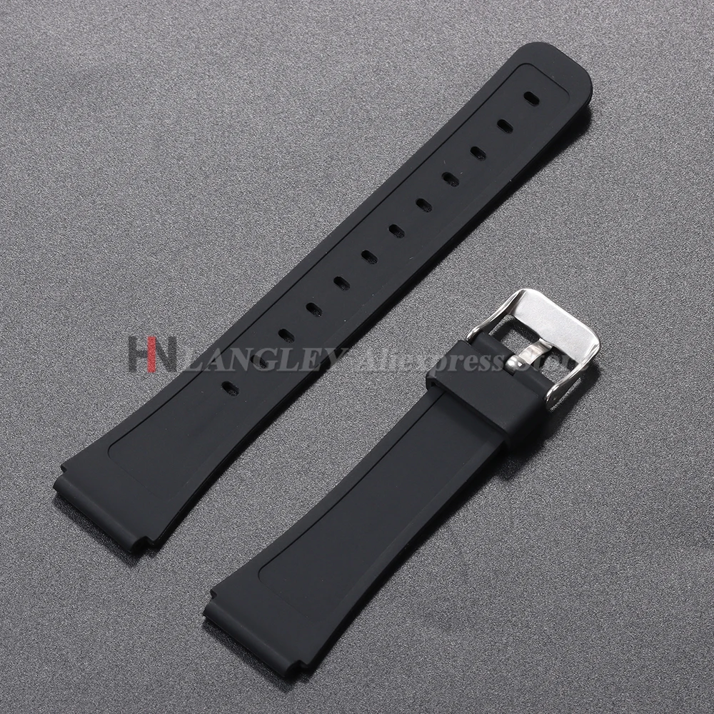 Premium Black 18mm Silicone Rubber Watch Strap - Soft and Durable Men's Bracelet