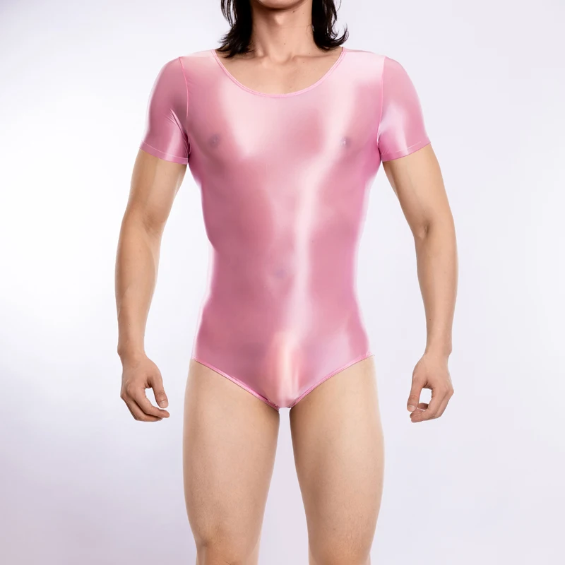 Sexy Men's underwear glossy body suits smooth see through swimsuit High elasticity shiny Tights jumpsuit