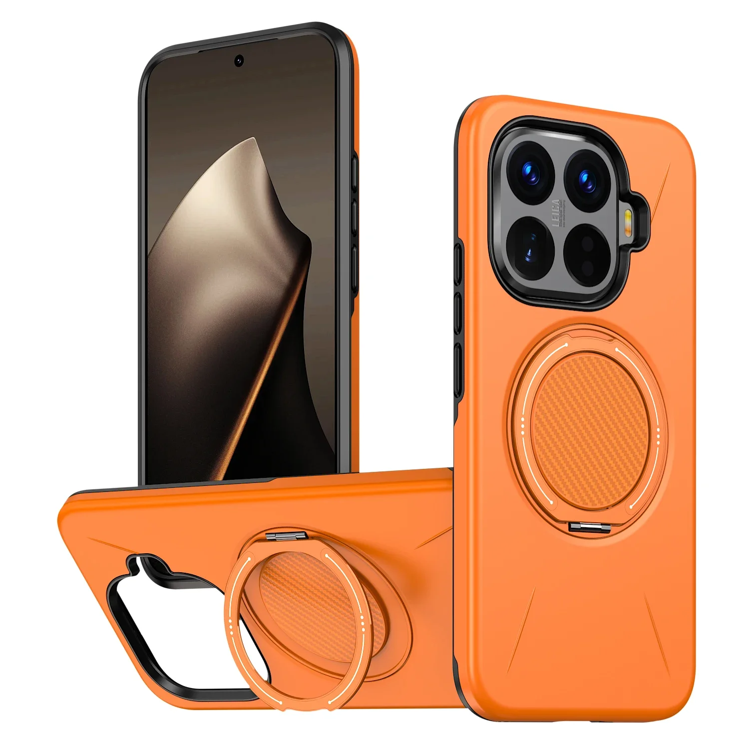 Enhanced Armor Shockproof Phone Case with Rotating Magnetic Ring Bracket