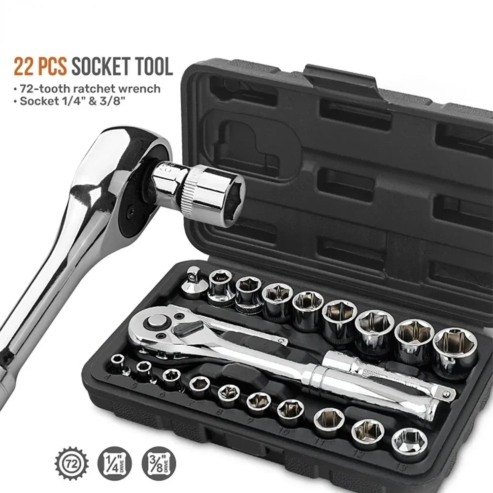 

Mechanical Tool Automotive 72 Car Ratchet For Set 22pcs Wrenches Tooth Anti-shedding Repair Sockets