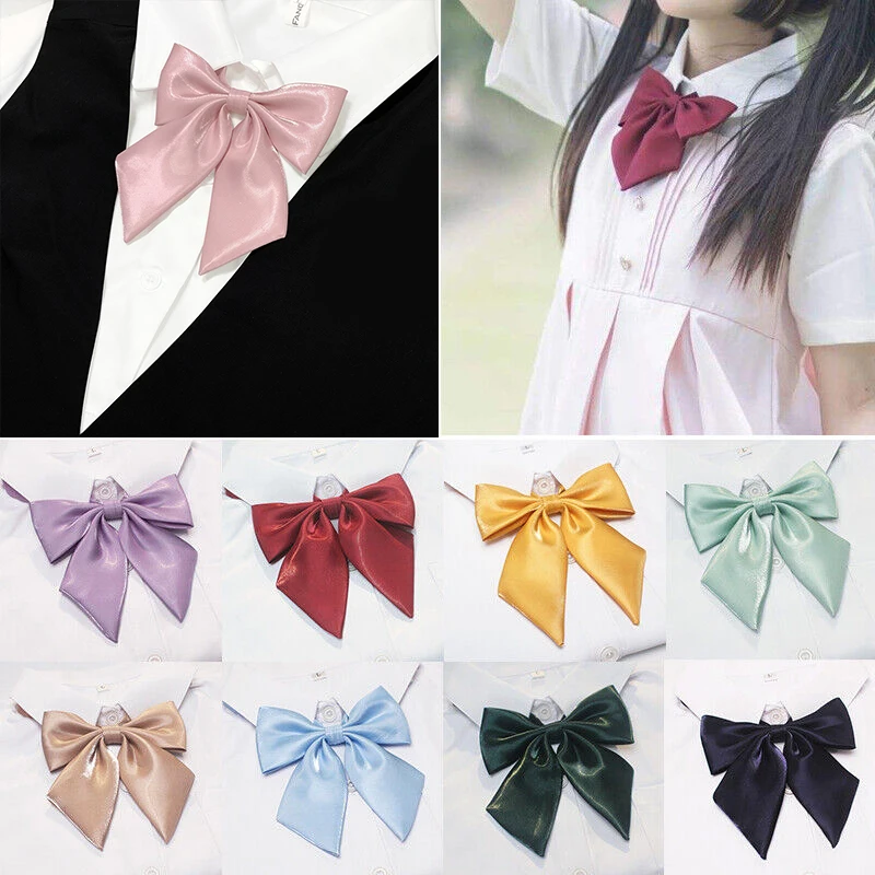 

Ladies Satin Style Bow Neck Tie Female Student Suit Jacket Party Fancy JK Dress Tie High School Uniform