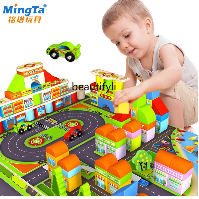 Children's building block puzzle boy baby girl baby assembled 7-8-10 year old wooden toy