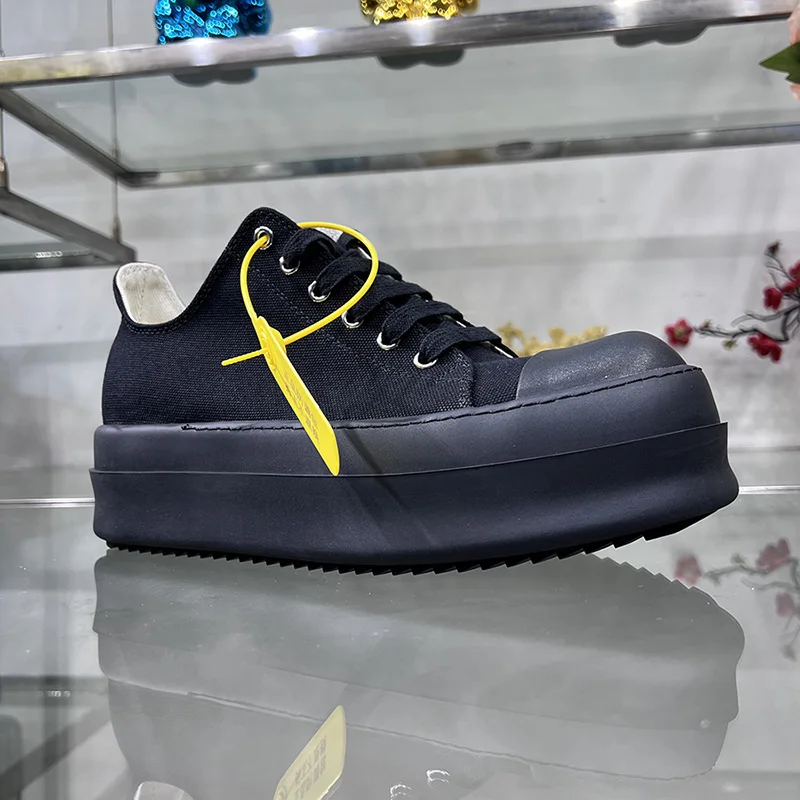 Casual Shoes Men Low Top Double Bumpers Thick Sole Canvas Black Dark Shadow Street Ro Lace Up Women Designer Luxury Sneakers 2