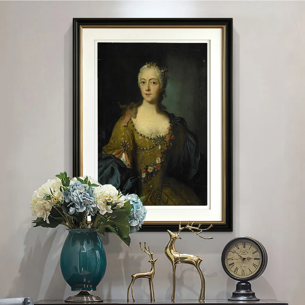 

Portrait Of A Woman Art Print Poster Female Vintage Canvas Painting European Lady Wall Picture Decor