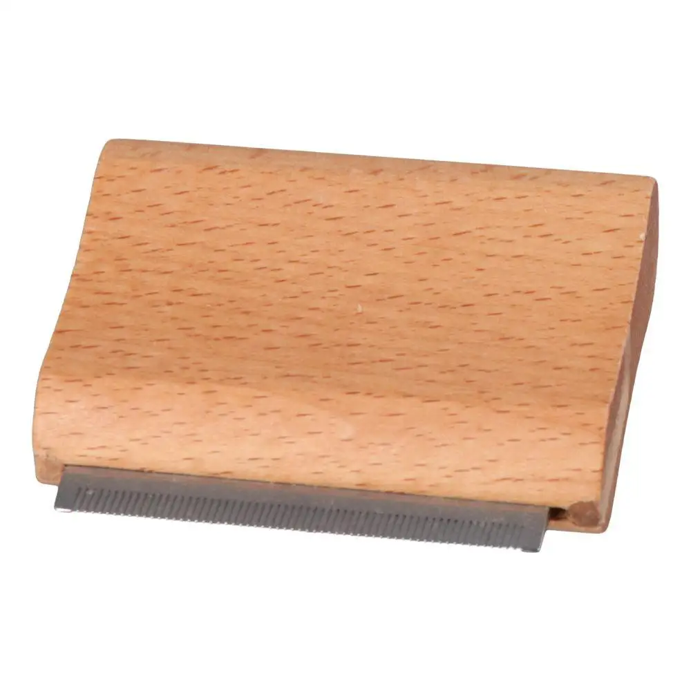 Multifunctional Stainless Steel Equestrian Hair Scraper 2.9*2.7 Inch Wood Color Hair Removal Needle Comb Horse Brush