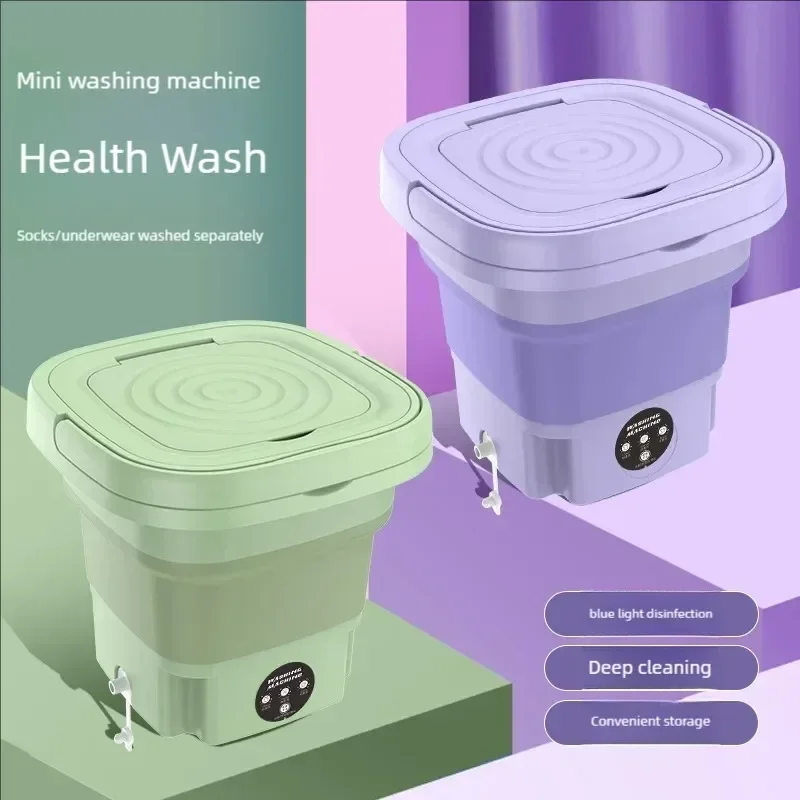 Folding Washing Machine Student Dormitory Underwear Socks 8L Mini Cleaning Machine Portable Laundry Bucket Home Washing