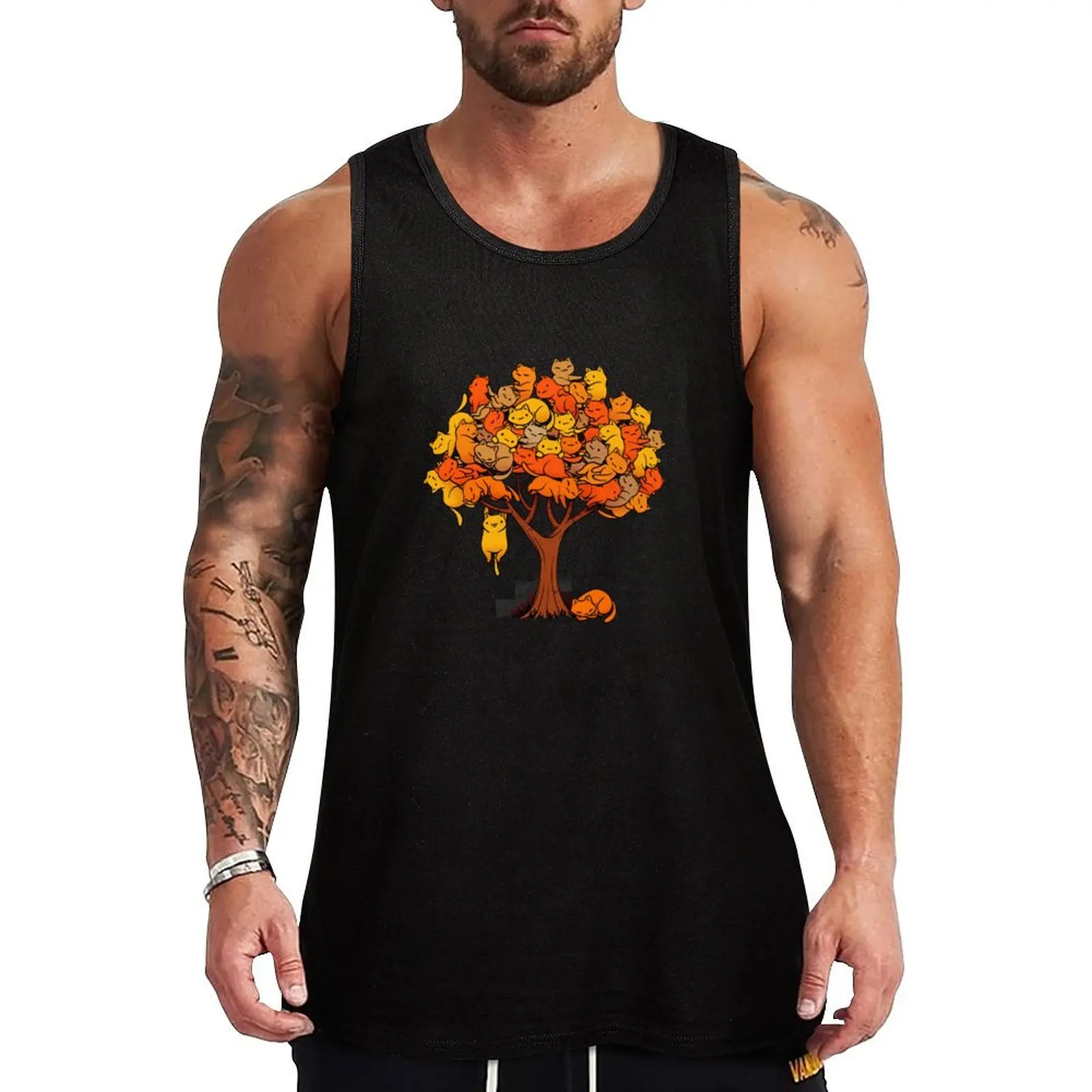 

Cat Tree Tank Top Short sleeve clothes for men summer