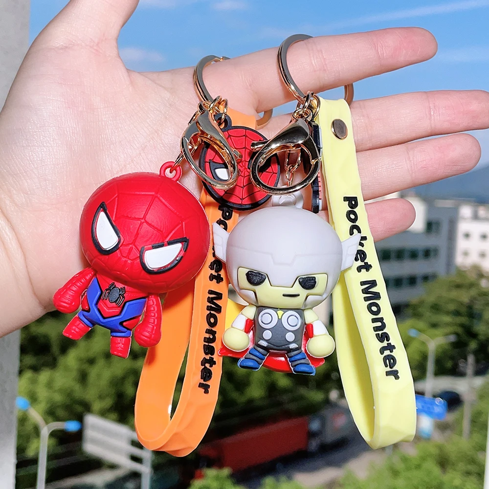 Marve Superhero portachiavi in Gel di silice Cartoon Spiderman Hulk Thor  portachiavi Cute Captain America Iron Man portachiavi Avengers Gift