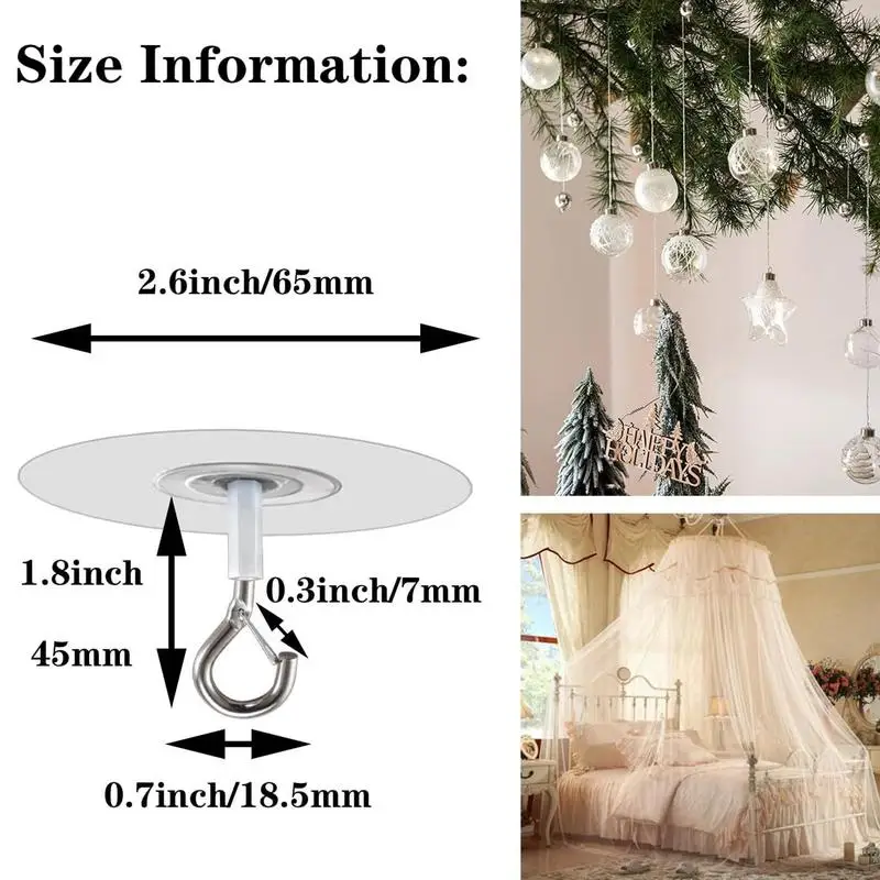 1//3/5/10 pcs Ceiling Hooks Self Stick Heavy Duty Hooks Without Drilling Kitchen Wall Key Hangers for Hanging Plant Wind Chimes