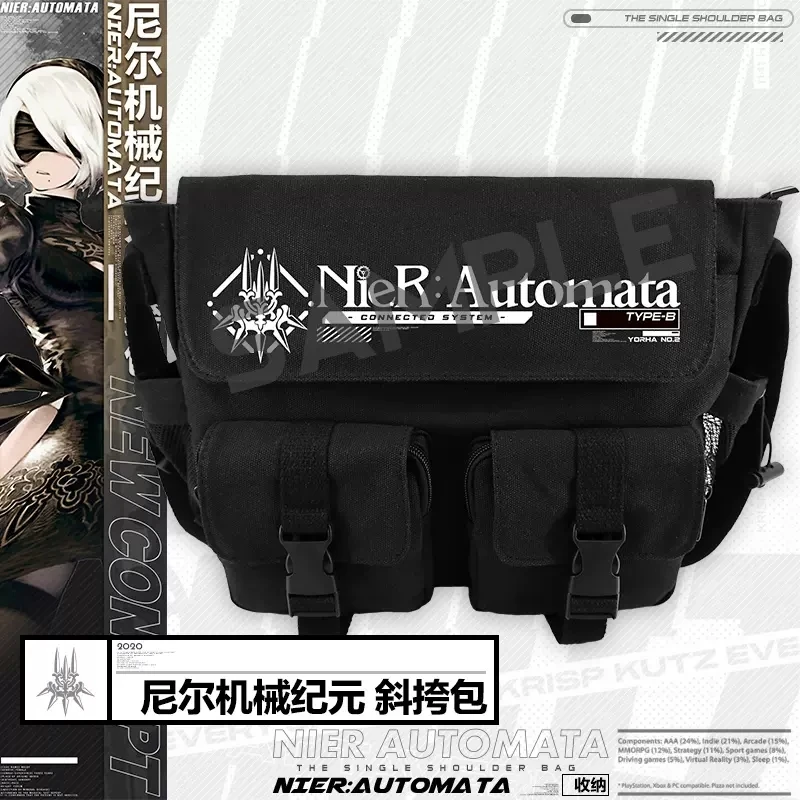 

Anime NieR:Automata YoRHa No.2 Type B Messenger Canvas bag Cosplay Game Student Travel Shoulder Bag Casual Bag Xmas Gifts