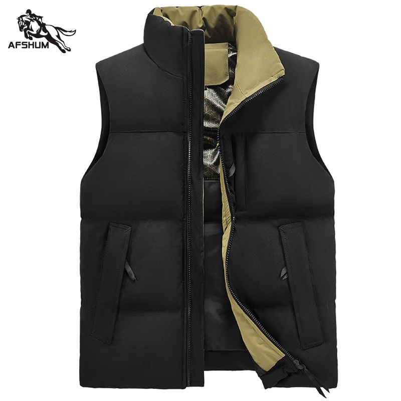 Mens Waistcoat L-6XL 7XL 8XL Autumn winter Solid color business casual sunscreen warm