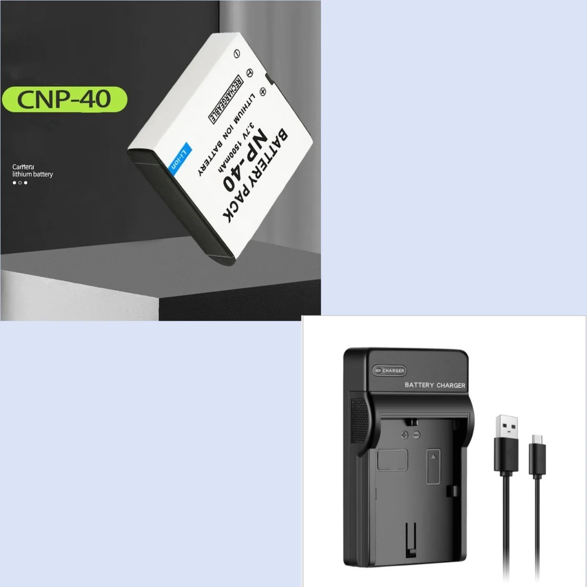 Batteria NP-40 1500mAh - 3 Pack Con Caricatore Per Videocamera - Compatibile Con Kodak LB-060, GE GB-60