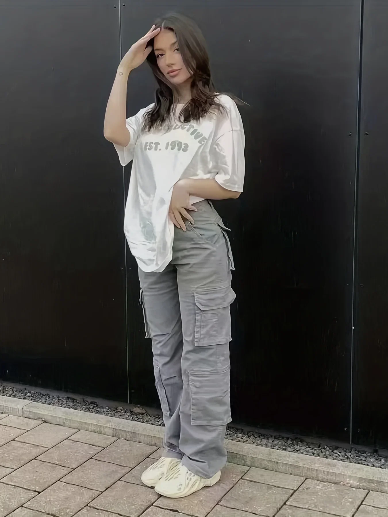 Y2K women's street hip-hop style high waisted fashionable trend workwear denim pants casual pants