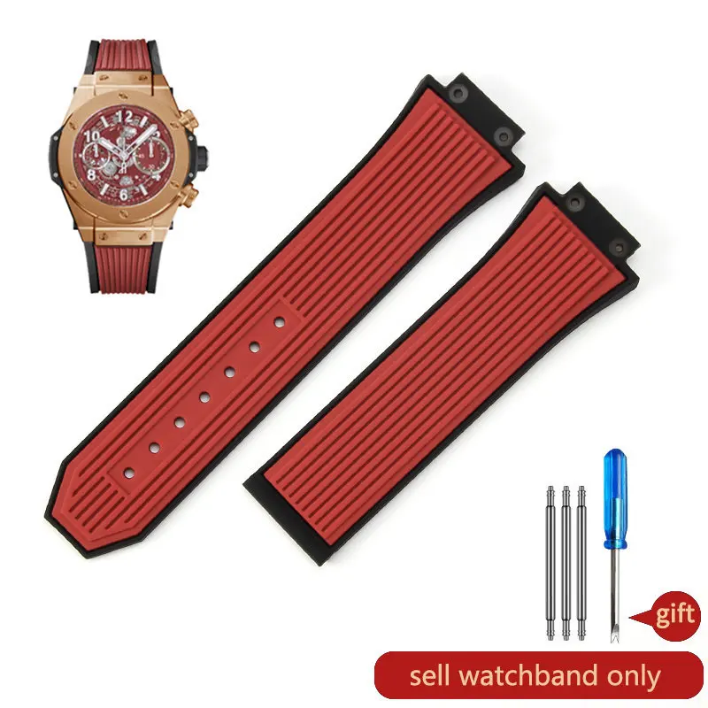 thumbnail image 1 of Correa de reloj con hebilla de acero suave y cómoda para la serie HUBLOT Yubo Big Bang Tattoo, correas de reloj de silicona impermeables de 27 x 17 mm, 1 of 5