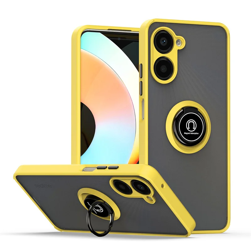 Shockproof Magnetic Matte Case with Ring Stand - Universal Phone Cover