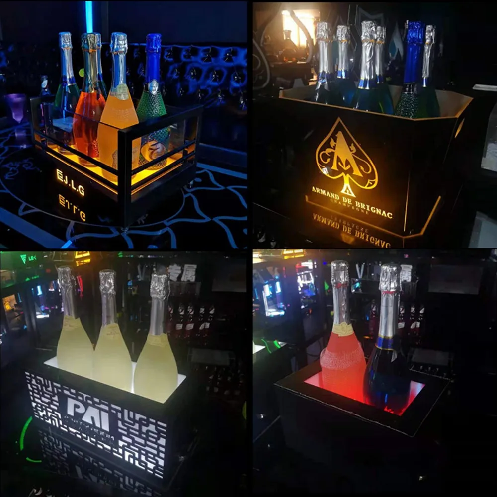 Led Rechargeable Ice Buckets Flashing Acrylic Boat Shape Beer Wine Bottle Cooler Bar Whisky Champagne Bucket