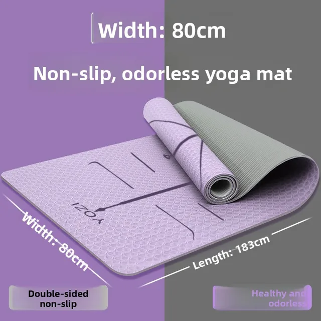 Home Fitn Yoga Mat Soundproof Non Slip TPE Material with Guide Lines for Yoga Poses Eco Friendly Exercise Equipment 2