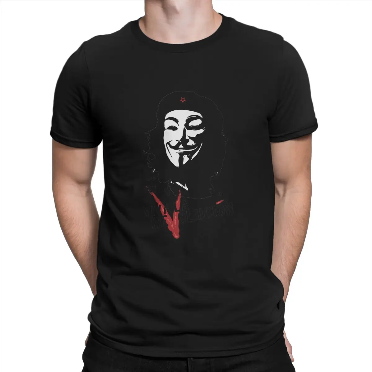 

V For Vendetta Newest TShirt for Men Viva la Revolución Round Collar Basic T Shirt Personalize Birthday Gifts Streetwear