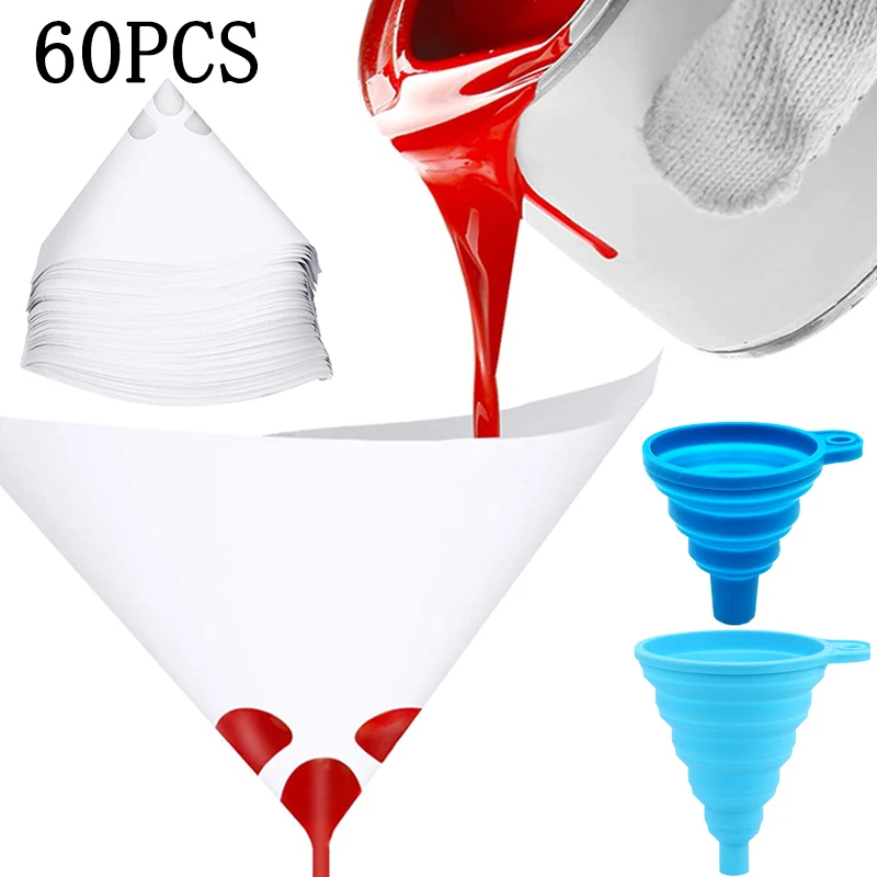 50Pcs Filet De Peinture Filtres Jetables Filtre Purificateur Cup nylon conique papier 