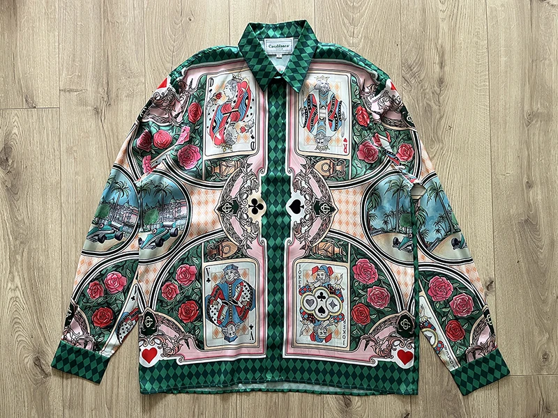 

2023ss Long Sleeve Casablanca Shirt Men Women 1:1 Top Version Hawaii Beach Hawaiian Punk Flower Printing Silk Shirts For Men