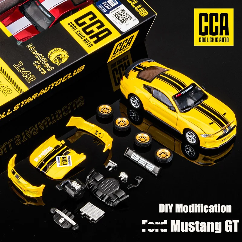

2 IN 1 1:42 2018 Mustang GT Alloy Model Car Diecast Metal Assembly Modification Series Miniature Vehicle Collection Toy Car