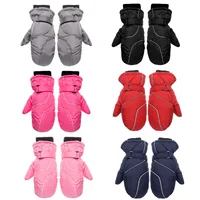 Children Ski Gloves Winter Thicken Warm Boys Girls Full Finger Mittens Non-slip Adjustable Windproof Waterproof For 5-9Y Kids 1