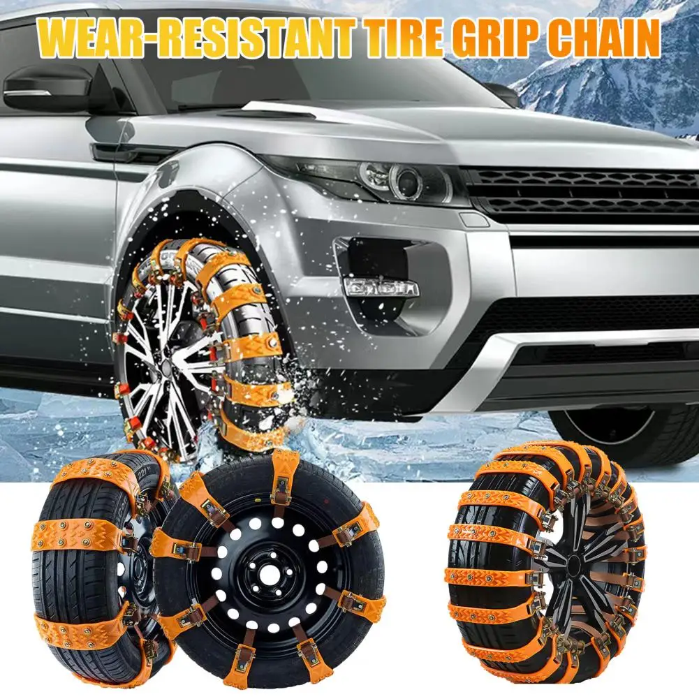 8Pcs Anti-Slip Tire Snow Chains Universal Car Snow Chains for SUVs Trucks Pickups Emergency Adjustable Tire Chain for Rain