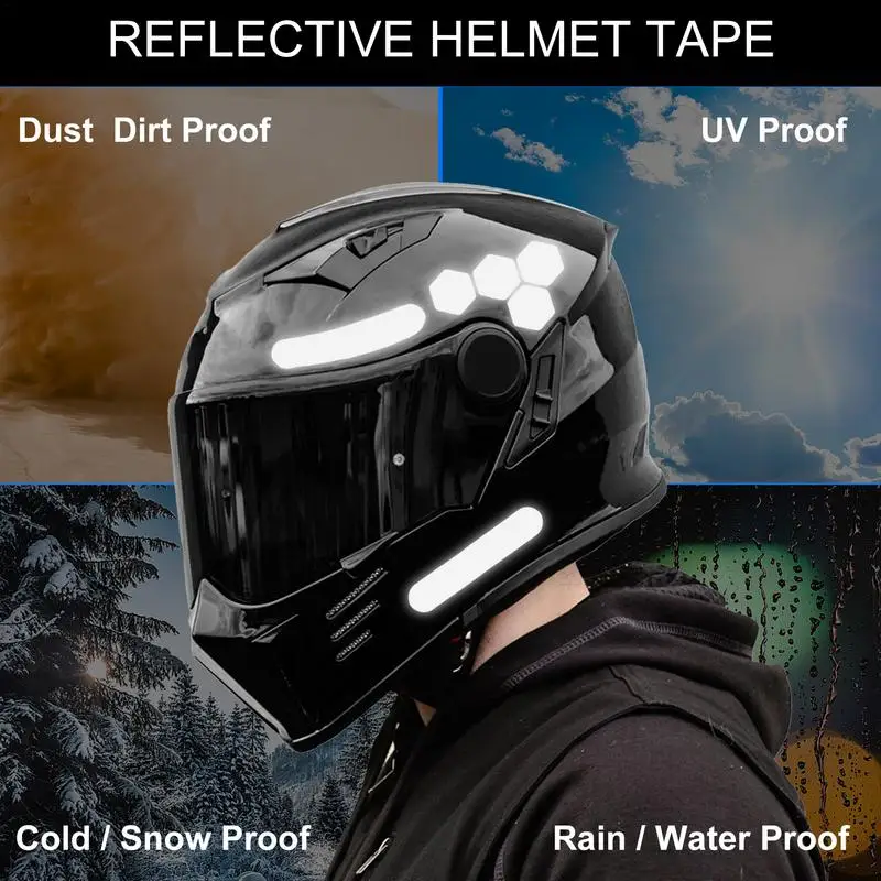 Reflective Stickers for Helmets Invisible Helmets Stickers Self-adhesive Reflective Tape for Helmets Bike Motorcycle Scooter
