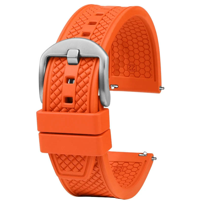 Premium-Grade Fluororubber Diving Watch Strap - Waterproof, Black