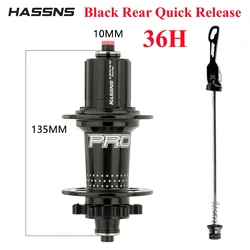 High-Performance MTB Bicycle Rear Hub with Freehub and Six-Pawl System (36H Black Rear)