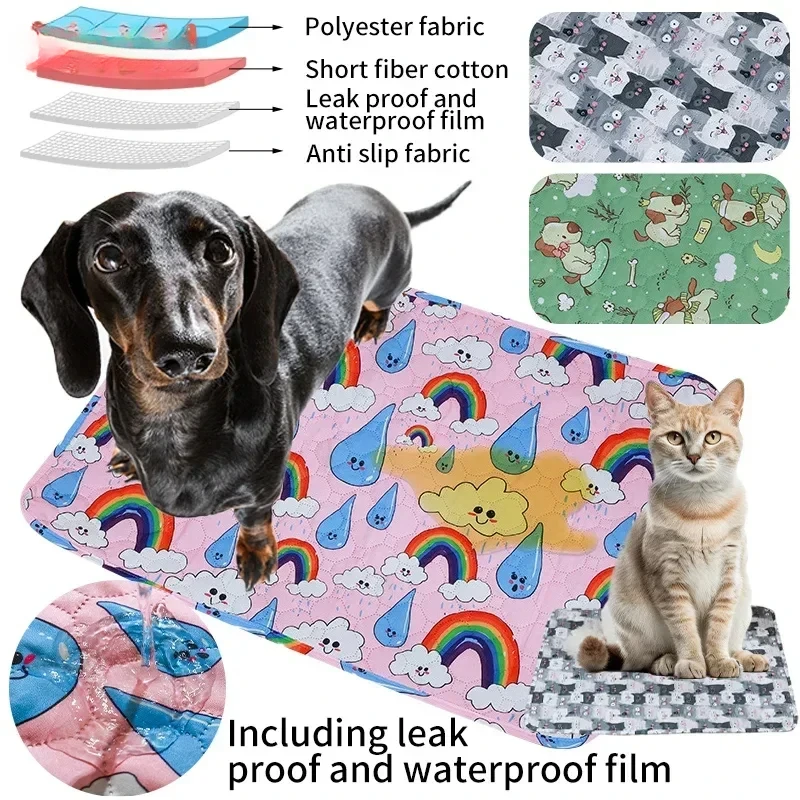 Pet Pee Pad Washable Pet Diaper Mat Reusable Mats for Dogs Dog Bed