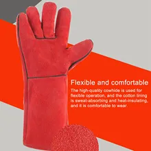 

1 Pair Welding Gloves Cow Split Leather Welding Glove Heat Resistant Flame Retardant for Welding Bonding Riveting Work Gloves