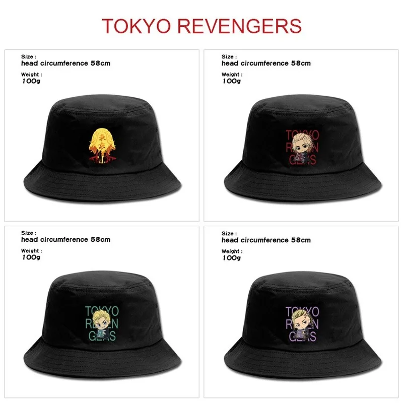 Tokyo Revengers 2022 Fashion Anime Print Bucket Hat Donna Uomo Double Side Sun Protection Cap Cappelli Da Pescatore Femminili