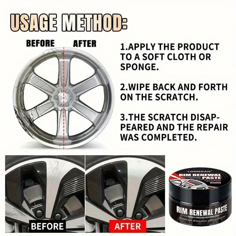 Wheel Repair Kit-Alloy Rim Scratch Remover Oxidation & Rust Inhibitor Auto Wheel Care Polish wheel repair kit