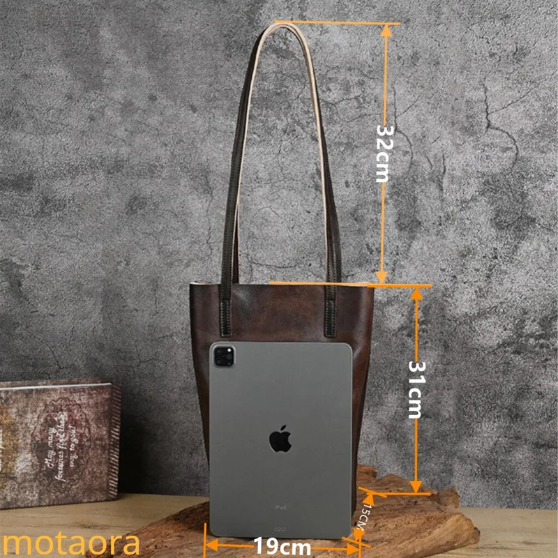 MOTAORA Retro Hand-printed Women's Bag For Women Genuine Leather Bucket Handbags Long Handle Lady Luxury Designer Shoulder Bags